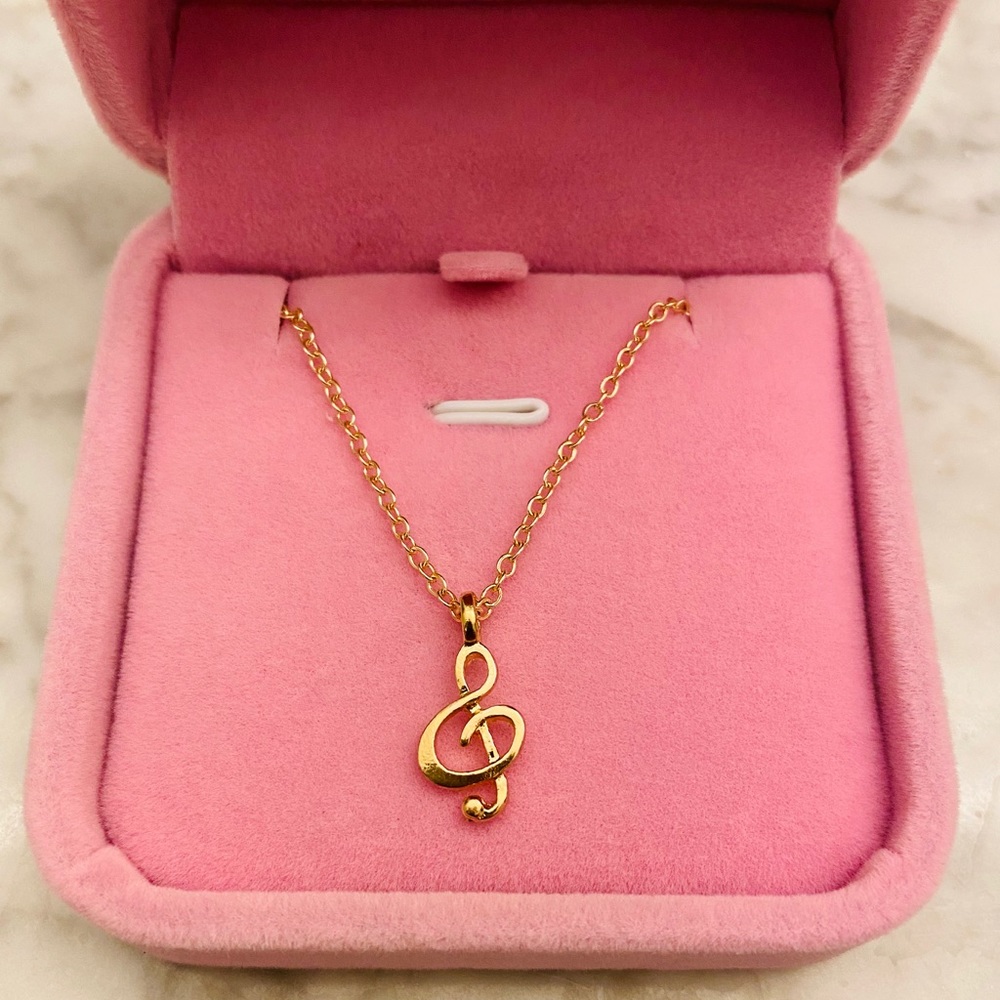 Gold Plated Musical Note Pendant Necklace